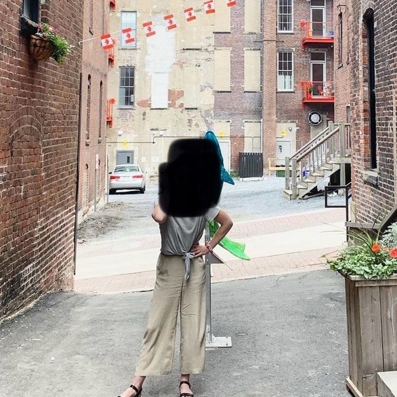 Wilfred high waisted flowy cropped paint with stretchy waist - Picture 2 of 3